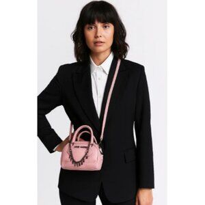 Steve Madden Mini Pink Satchel With Chain Accents Removable Strap Stylish
